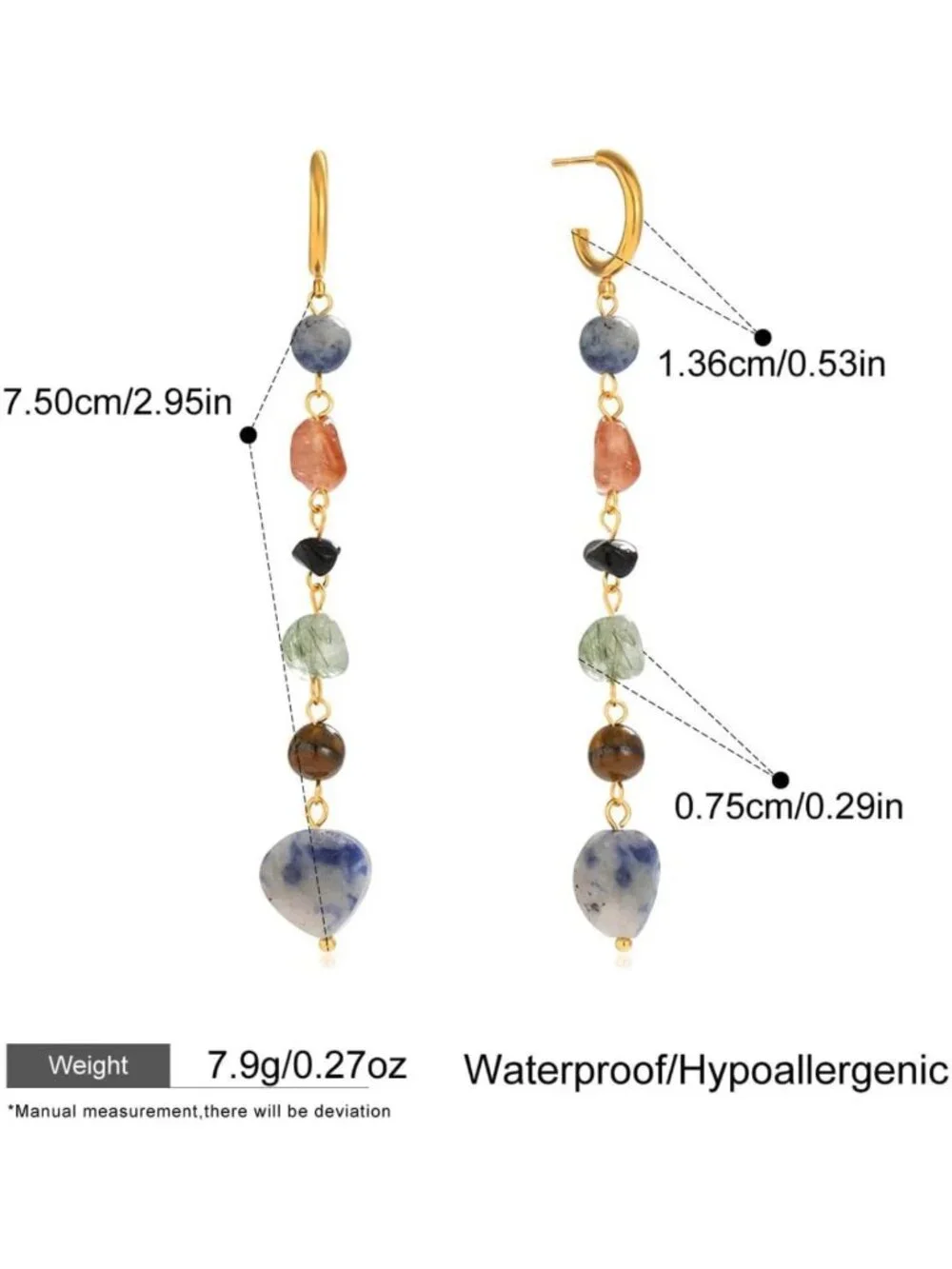 Bohemian Floral Gold Plated Turquoise Lapis Lazuli Drop Earrings, Retro Gift